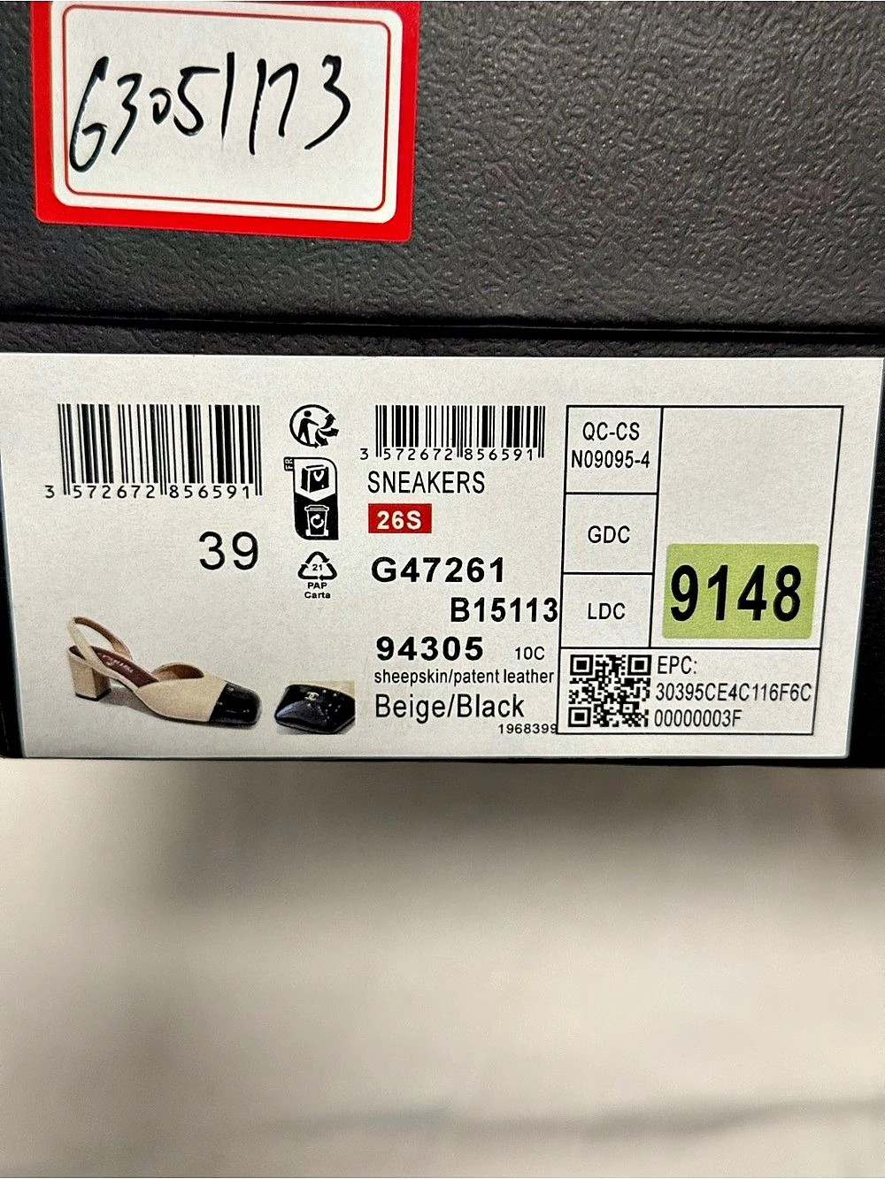 Square Toe Slingback Pumps Beige & Black EU 39 - Picture 4 of 4